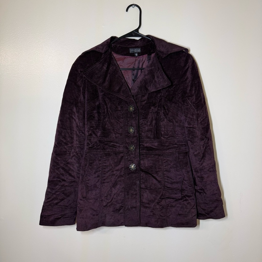 Juliana Collezione Vintage Y2K Velvet Blazer in Deep Purple